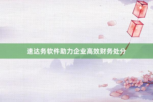 速达务软件助力企业高效财务处分