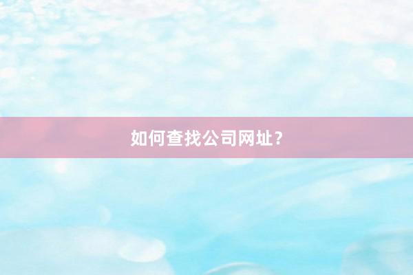 如何查找公司网址？